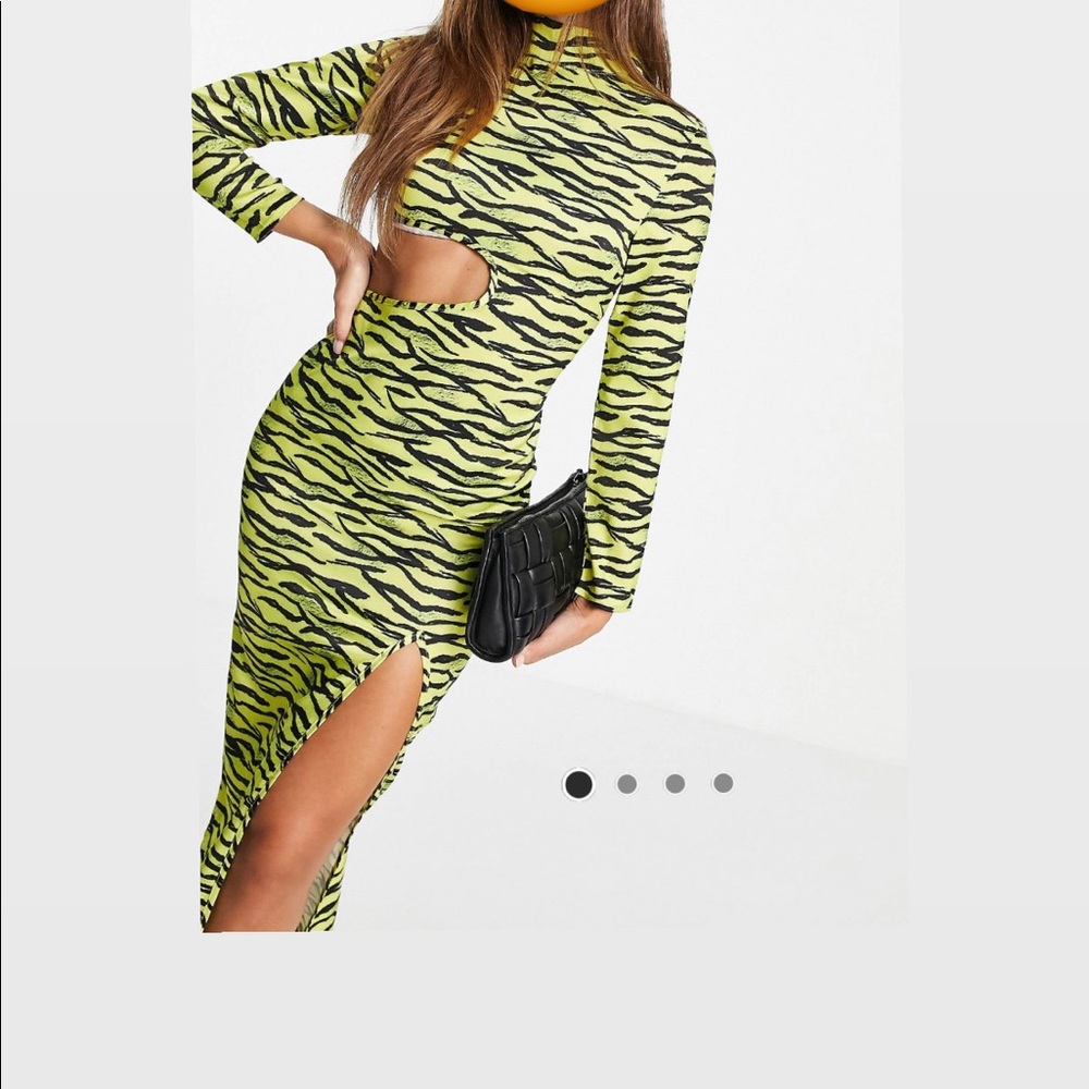 zebra high neck maxi dress